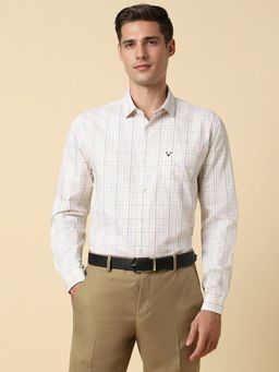 Allen Solly - Men White Slim Fit Check Full Sleeves Formal Shirt