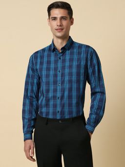 Allen Solly - Men Blue Slim Fit Check Full Sleeves Formal Shirt