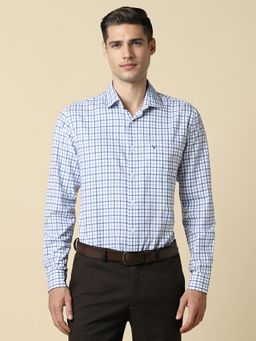 Allen Solly - Men Blue Slim Fit Check Full Sleeves Formal Shirt