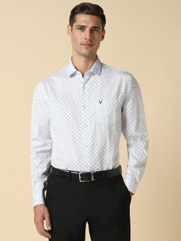 Allen Solly - Men White Slim Fit Print Full Sleeves Formal Shirt