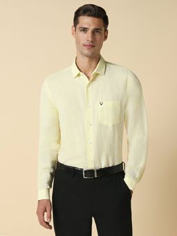 Allen Solly - Men Yellow Slim Fit Solid Full Sleeves Formal Shirt
