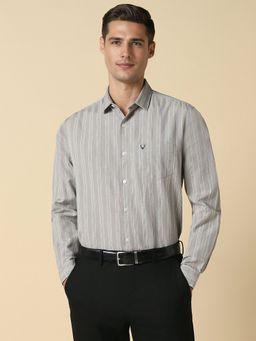 Allen Solly - Men Grey Slim Fit Stripe Full Sleeves Formal Shirt