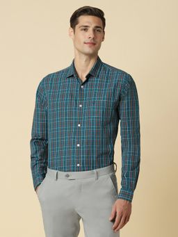 Allen Solly - Men Green Slim Fit Check Full Sleeves Formal Shirt