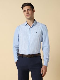 Allen Solly - Men Blue Slim Fit Stripe Full Sleeves Formal Shirt