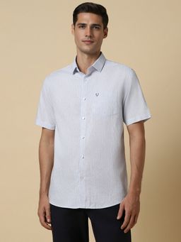 Allen Solly - Men Blue Slim Fit Stripe Half Sleeves Casual Shirts