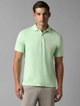 Louis Philippe - Men Green Solid Polo Neck T-Shirt