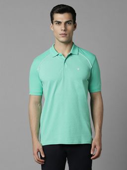 Louis Philippe - Men Green Print Polo Neck T-Shirt