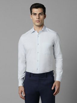 Louis Philippe - Men White Classic Fit Check Full Sleeves Formal Shirt