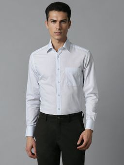 Louis Philippe - Men Blue Classic Fit Textured Full Sleeves Formal Shirt