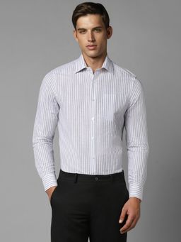 Louis Philippe - Men Grey Classic Fit Stripe Full Sleeves Formal Shirt