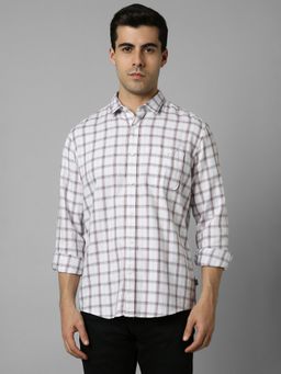 Louis Philippe - Men White Slim Fit Check Full Sleeves Casual Shirt