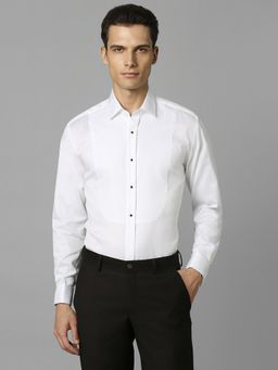 Louis Philippe - Men White Classic Fit Solid Full Sleeves Formal Shirt