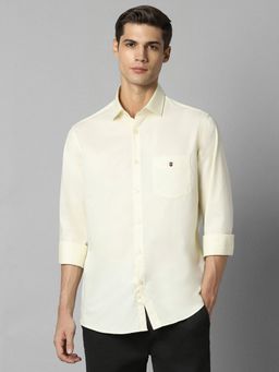 Louis Philippe - Men Yellow Slim Fit Solid Full Sleeves Casual Shirt