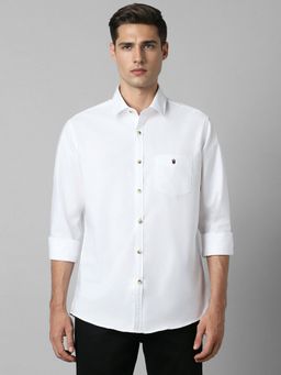 Louis Philippe - Men White Slim Fit Solid Full Sleeves Casual Shirt
