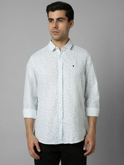 Louis Philippe - Men Blue Slim Fit Print Full Sleeves Casual Shirt