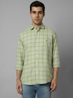 Louis Philippe - Men Green Slim Fit Check Full Sleeves Casual Shirt