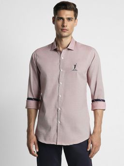 Peter England - Men Pink Slim Fit Stripe Shirt