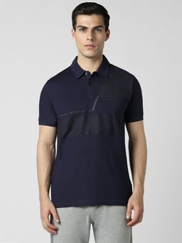 Van Heusen - Men Navy Print Polo Neck T-Shirt