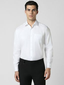 Van Heusen - Men White Regular Fit Textured Full Sleeves Shirt