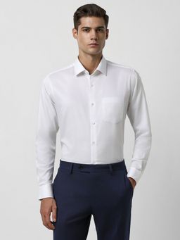 Van Heusen - Men White Regular Fit Solid Full Sleeves Formal Shirt