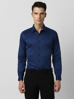Van Heusen - Men Blue Slim Fit Solid Full Sleeves Formal Shirt