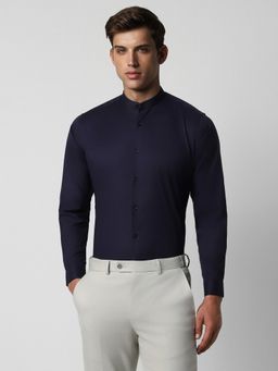 Van Heusen - Men Navy Regular Fit Solid Full Sleeves Formal Shirt