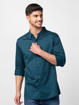 Spykar - Green Full Sleeves Satin Shirt For Men