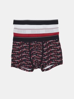 Guess - Men Red Typography Regular Fit Trunk (Pack of 3)