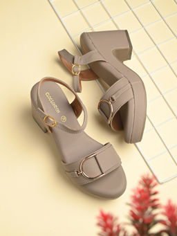CLOG LONDON - Womens Taupe Round Toe Heels