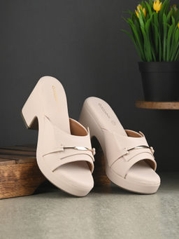 CLOG LONDON - Womens Cream Round Toe Heels
