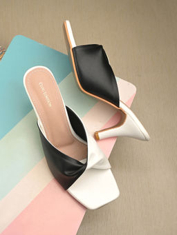 CLOG LONDON - Womens Black & White Square Toe Heels