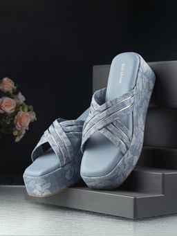 CLOG LONDON - Womens Blue Square Toe Heels