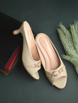 CLOG LONDON - Womens Beige Peep Toe Heels
