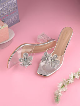 CLOG LONDON - Womens Silver Square Toe Heels