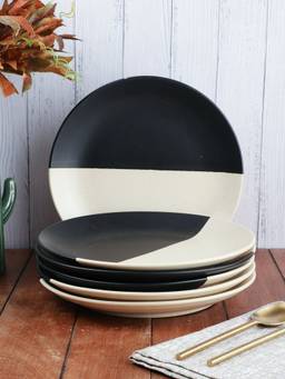 Miah Decor - Handcrafted The Raat-Din Collection- Stoneware Dinner Plates (10 inch Dia)-Set of 6