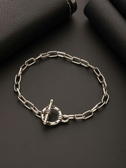 Aatmana - Men Silver-Toned Rhodium-Plated Link Bracelet