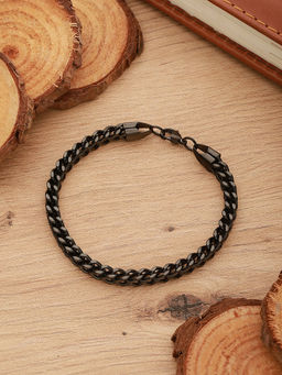 Aatmana - Men Black Rhodium-Plated Link Bracelet
