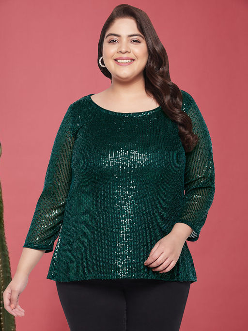 Buy Stylish Green Sequin Tops Collection At Best Prices Online