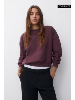 MIXT by Nykaa Fashion - Round Neck Solid Sweatshirt - Purple