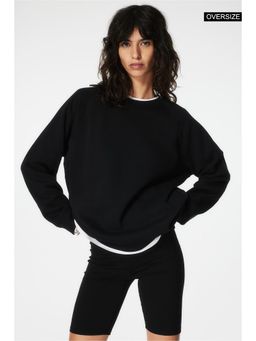 MIXT by Nykaa Fashion - Round Neck Solid Sweatshirt - Black