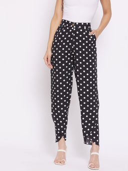 Uptownie Lite - Womens Crepe Polka Dot Ankle Length Harem Pants