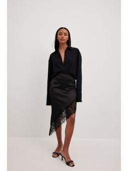 NA-KD - Ls Chiffon Flowy Shirt Black