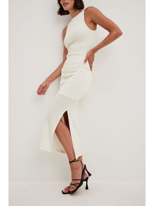 nakd midi dress Knitted Fringe Midi Dress Offwhite