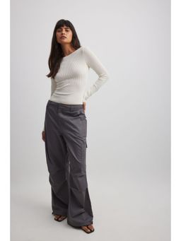 NA-KD - Structured Boat Neck Top Off White