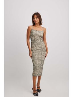 NA-KD - Thin Strap Mesh Dress Snake Print
