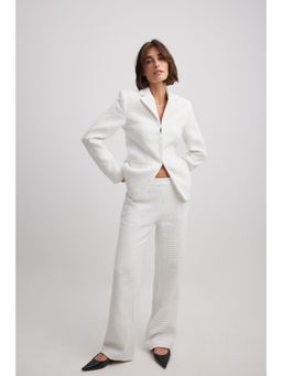 NA-KD - Tweed Trousers Off White