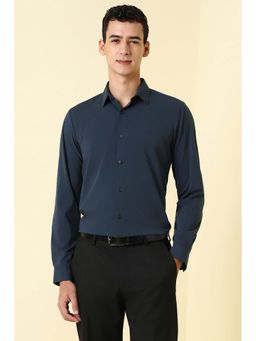 Allen Solly - Men Navy Blue Solid Full Sleeves Formal Shirt