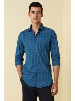 Allen Solly - Men Blue Slim Fit Checks Full Sleeves Casual Shirt