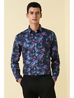 Allen Solly - Men Navy Blue Floral Full Sleeves Party Shirt