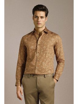Louis Philippe - Men Brown Floral Full Sleeves Formal Shirt